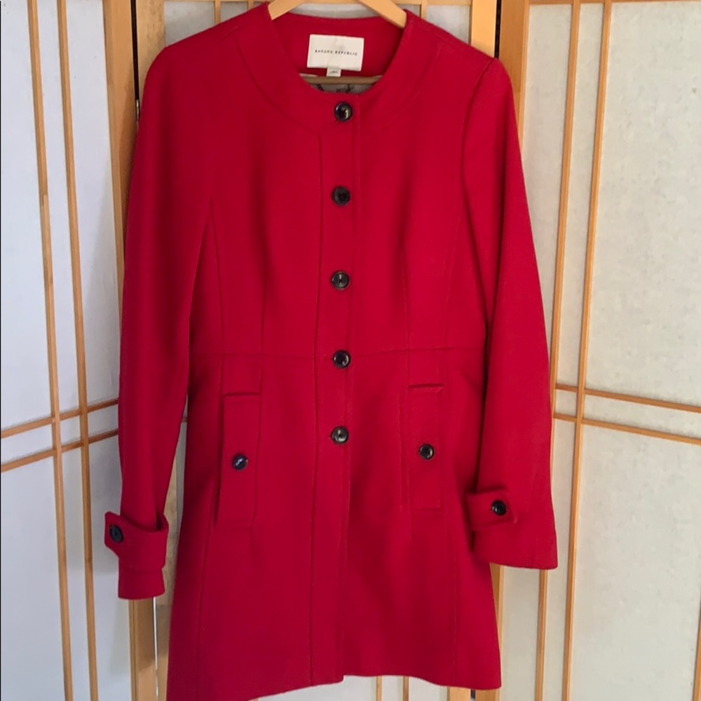 banana republic red coat with black buttons - Picture 5 of 9